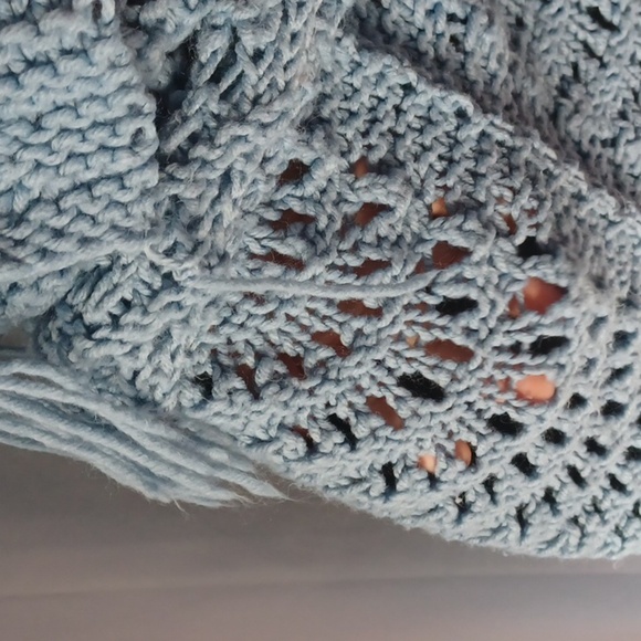 vintage hand-crocheted jumpsuit, blue, one of a kind, sz medium, handmade - Picture 5 of 5